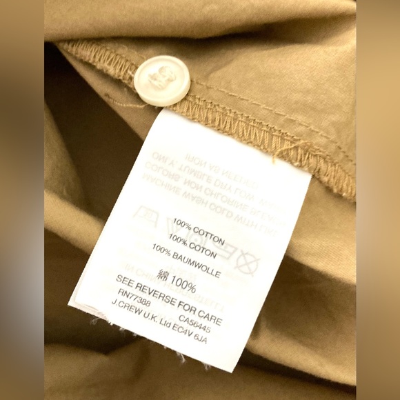 J Crew One Button Front  Sleeveless Cotton Blouse Tan/Size M - Picture 10 of 10